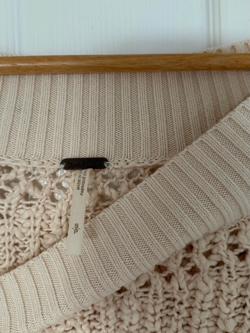 Free People Off-the-Shoulder Chunky Knit Sweater in Blush - Picture 6 of 7